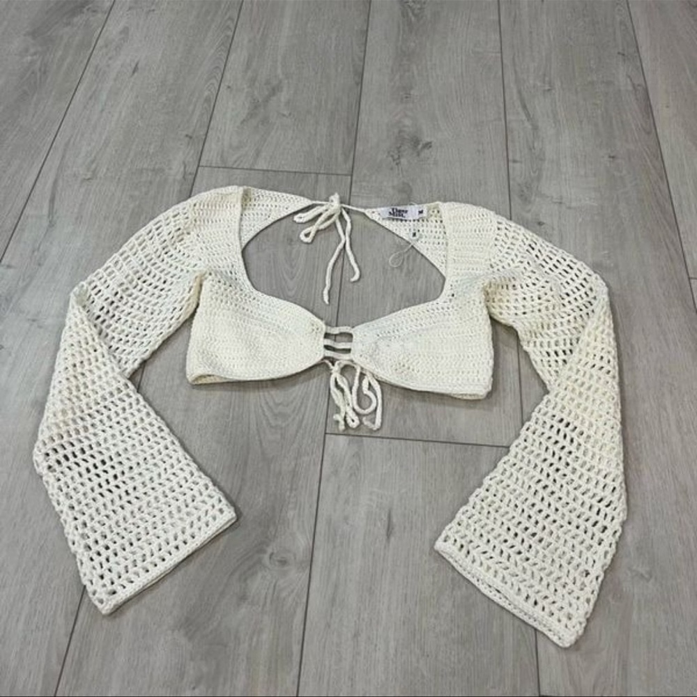 Tiger Mist Cream Crochet Crop Top